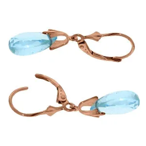 14K Solid Rose Gold Leverback Earrings Blue Topaz Jewelry Class