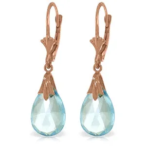 14K Solid Rose Gold Leverback Earrings Blue Topaz Jewelry Class