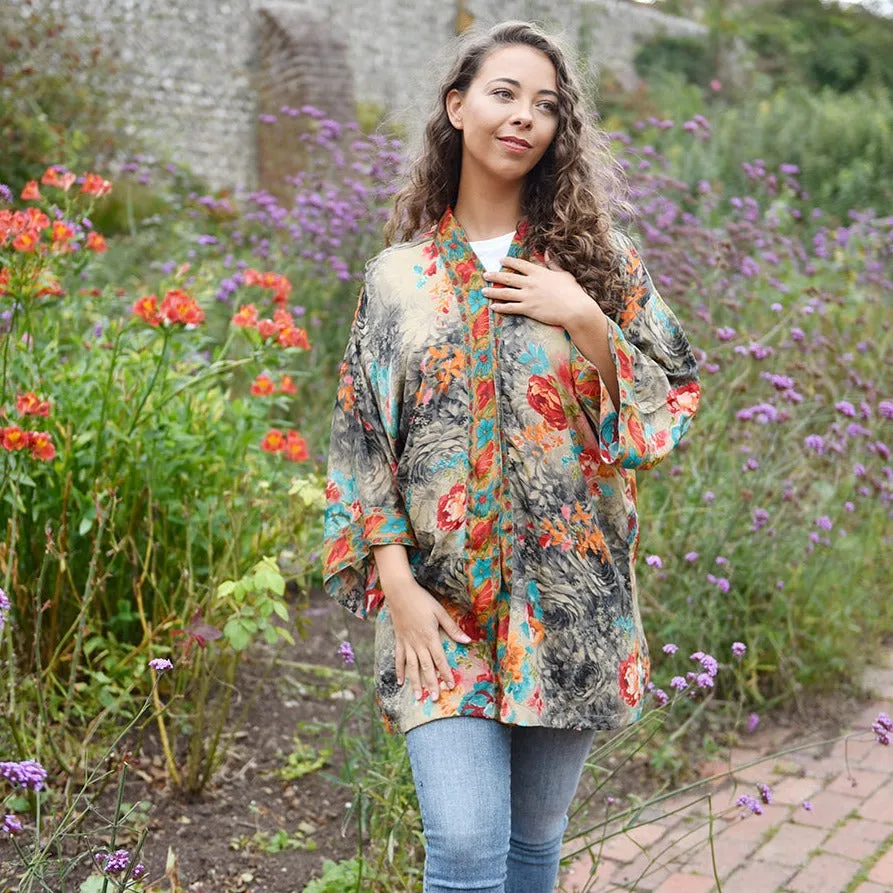 Colourful Floral Viscose Summer Jacket
