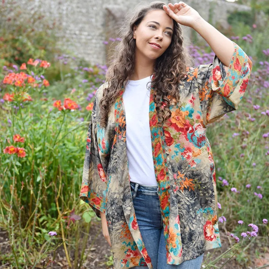Colourful Floral Viscose Summer Jacket