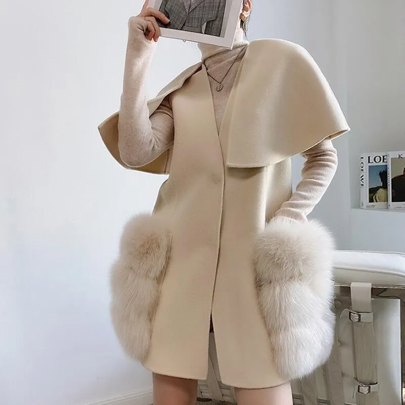 Faux Fur Sleeve Winter Sweater