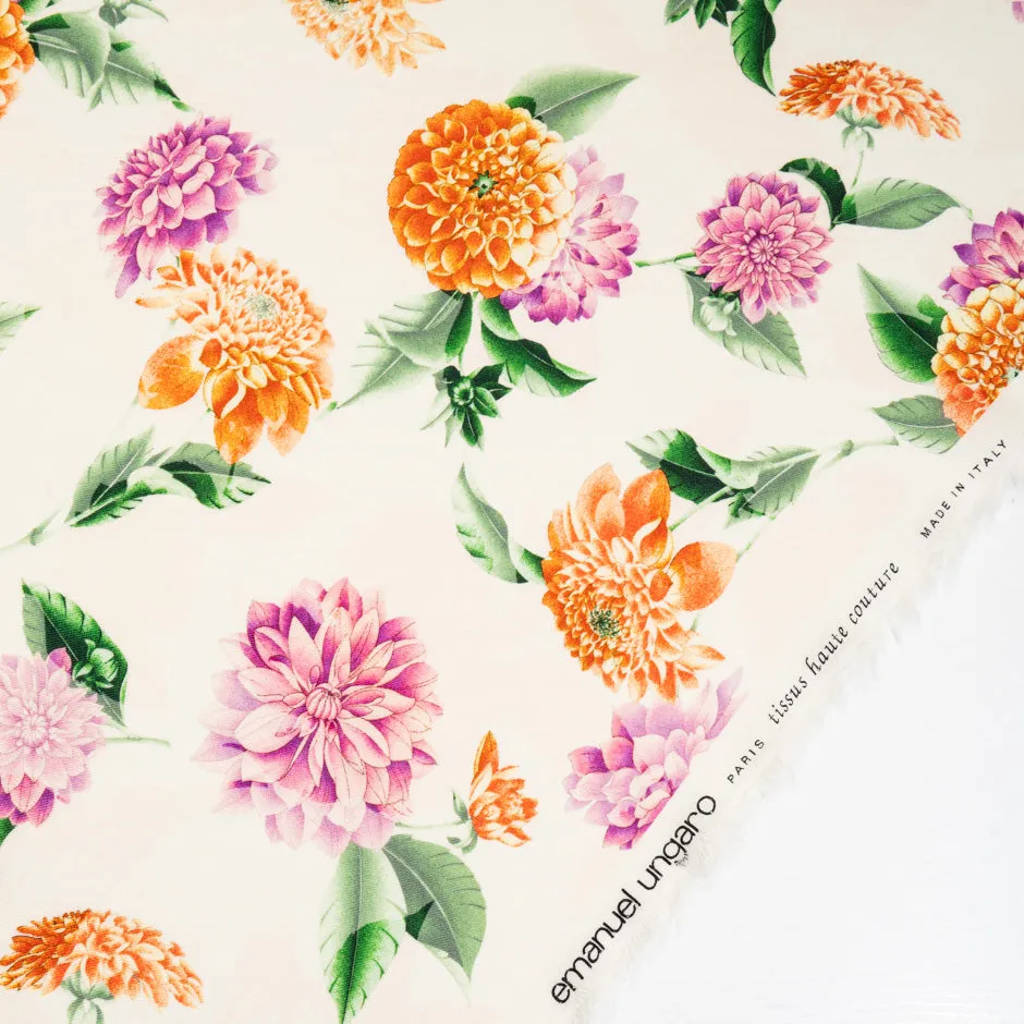 Gerber Floral Printed Ivory Merino Pure Wool