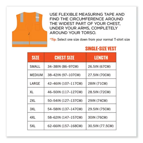 Glowear 8249z-s Single Size Class 2 Economy Surveyors Zipper Vest, Polyester, Large, Orange, Ships In 1-3 Business Days