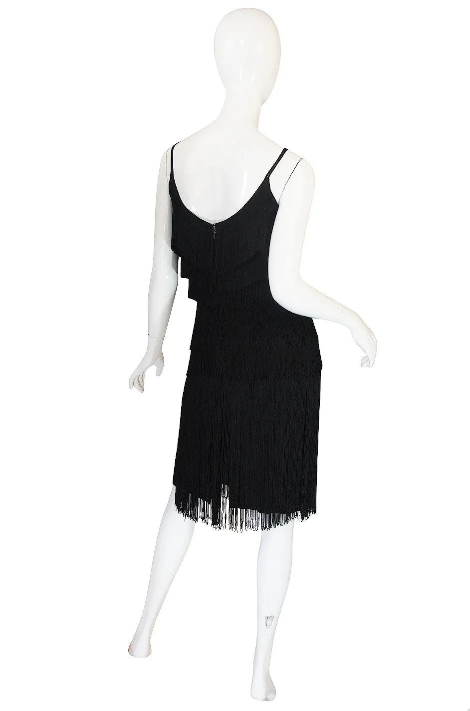 Gorgeous 1950s Black Fringe Pin Up Cocktail Dress