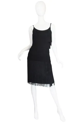 Gorgeous 1950s Black Fringe Pin Up Cocktail Dress