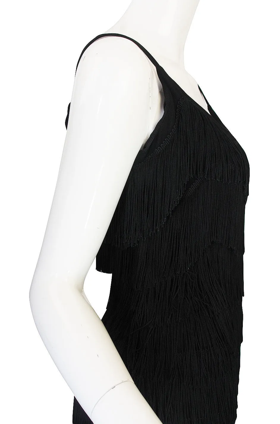 Gorgeous 1950s Black Fringe Pin Up Cocktail Dress