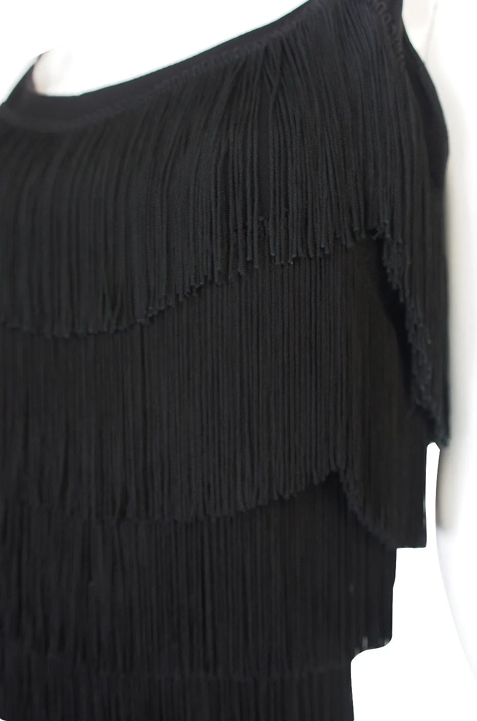 Gorgeous 1950s Black Fringe Pin Up Cocktail Dress