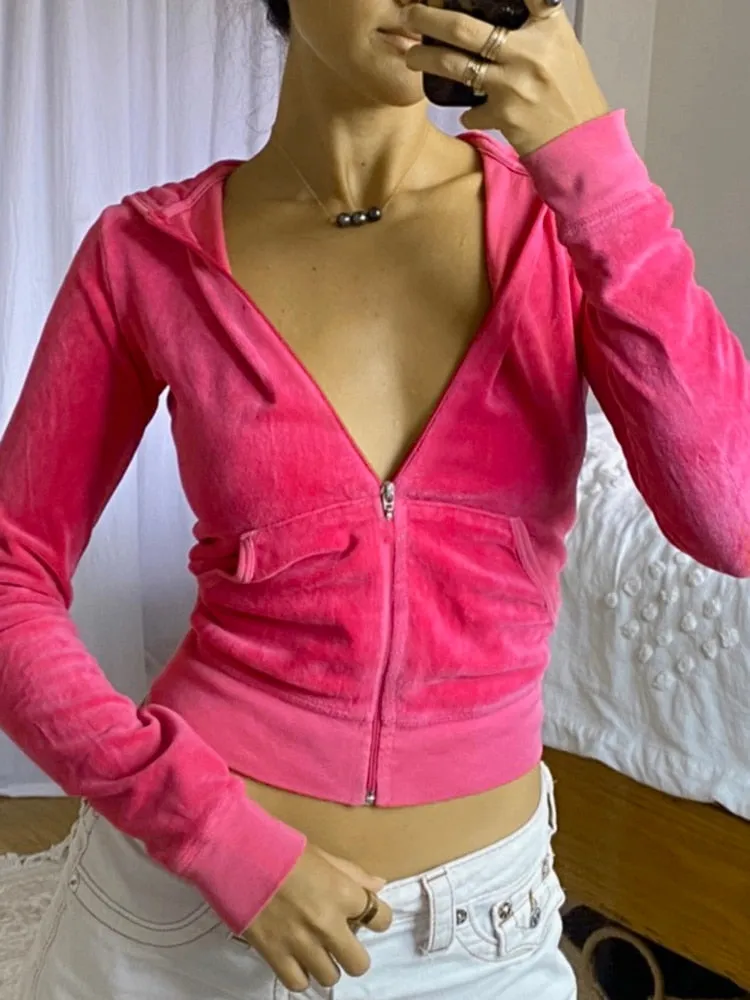 HEYounGIRL Casual Velvet Crop Top Winter Jacket Women Green Pink Zip Up Hoodies Coats Ladies Fashion Skinny Overcoat Streetwear