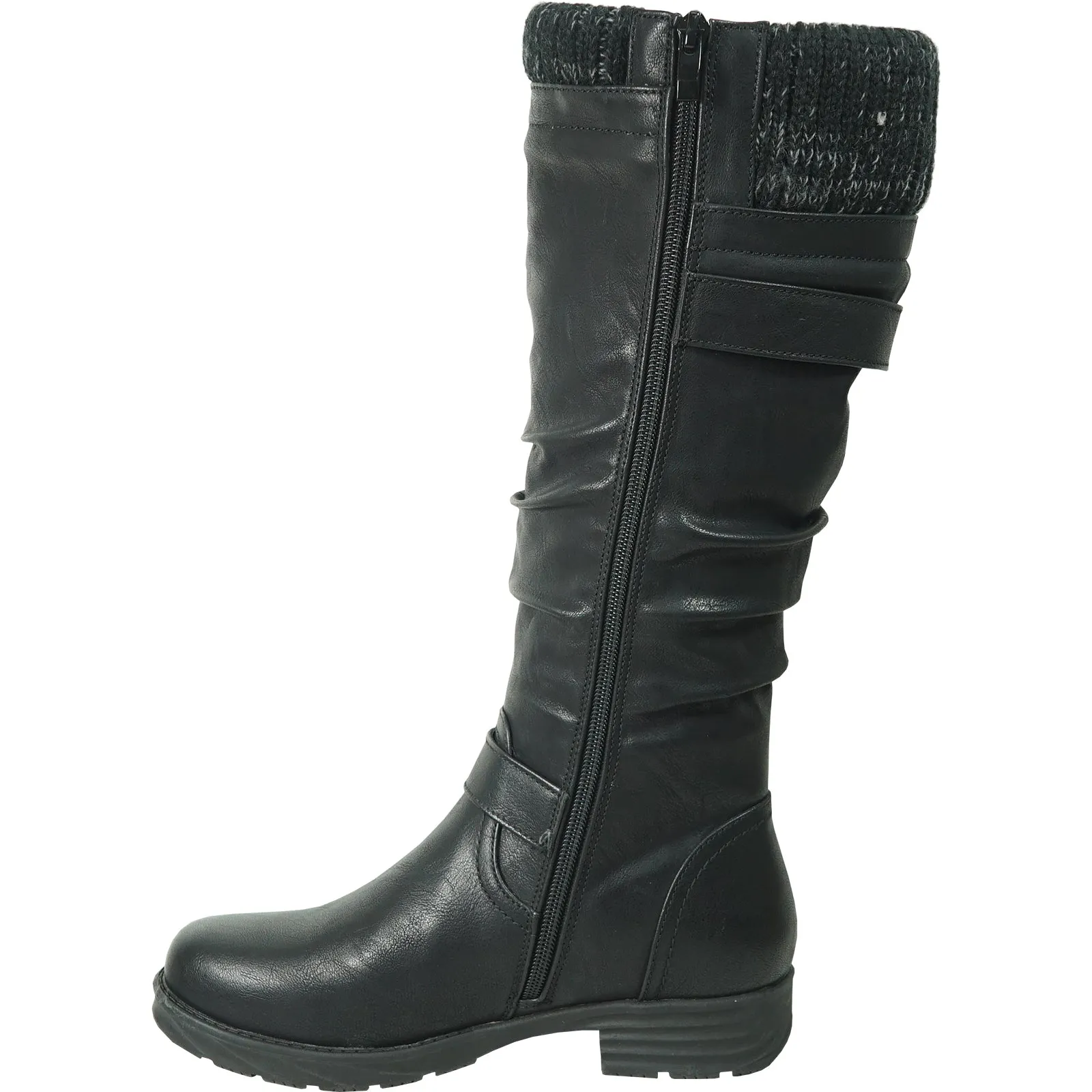 KOZI Canada Waterproof Women Boot STAR Knee High Winter Fur Casual Boot Black Wide Calf