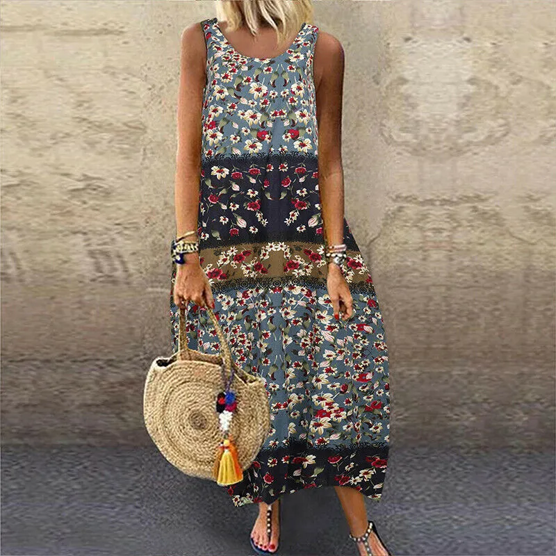 Linen Cotton Kaftan Long Maxi Shirt Dress
