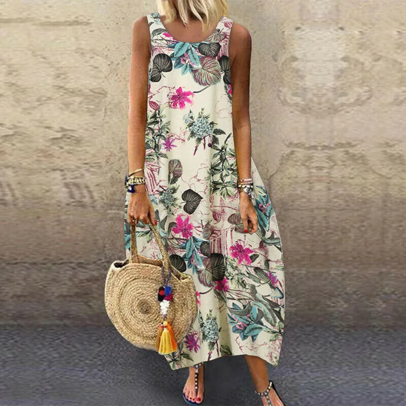 Linen Cotton Kaftan Long Maxi Shirt Dress