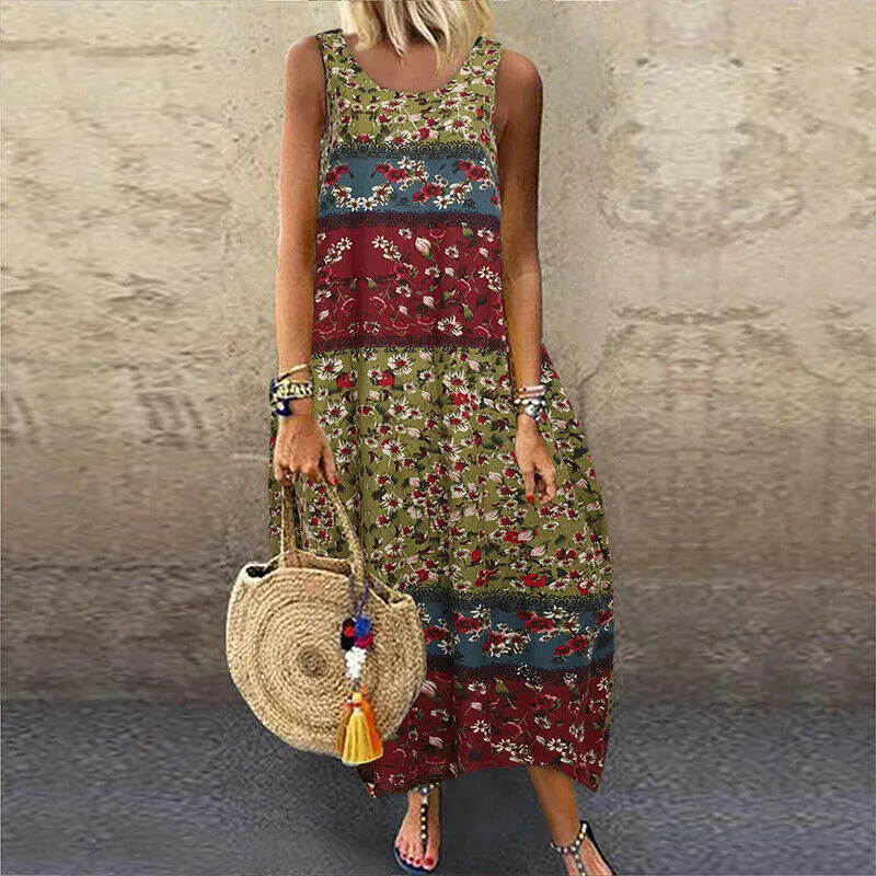 Linen Cotton Kaftan Long Maxi Shirt Dress