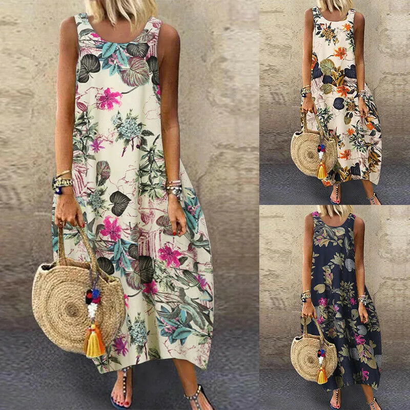 Linen Cotton Kaftan Long Maxi Shirt Dress