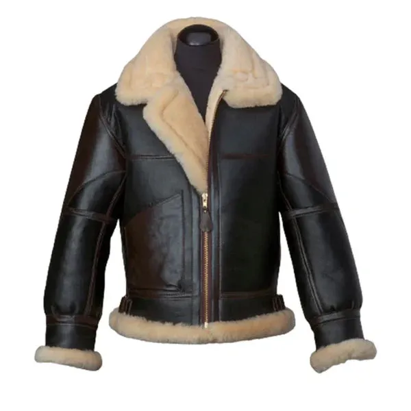 Men's B3 Faux Shearling Flying Aviator Lamb Fur Leather Jacket