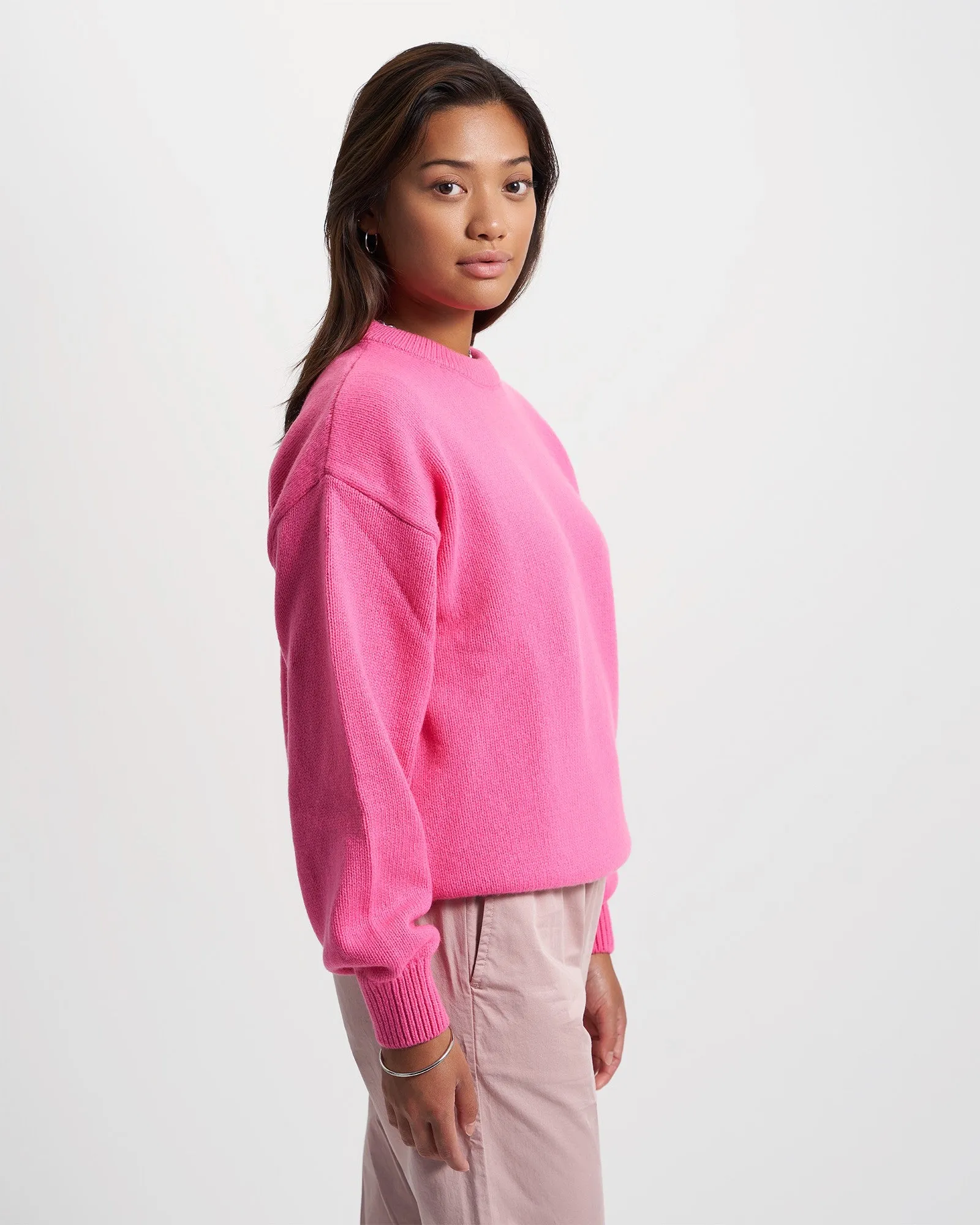 Oversized Merino Wool Crew - Navy Blue
