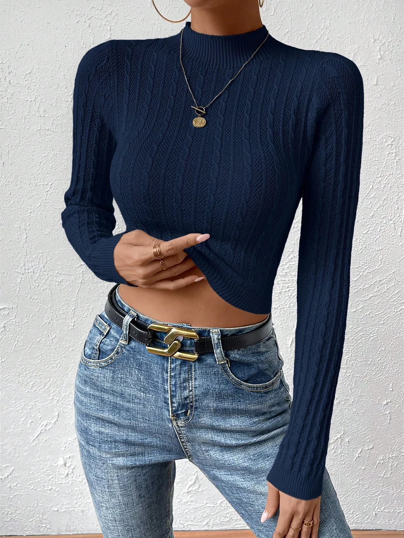 SHEIN Essnce Fashionable Twist Knitted Top For Women