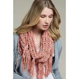 Take Me To Aspen Fringe Scarf- Pink