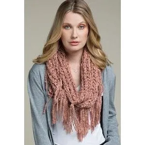 Take Me To Aspen Fringe Scarf- Pink