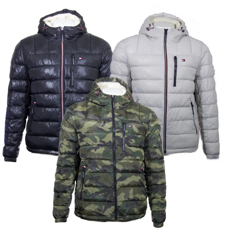 Tommy Hilfiger Men's Sherpa Lined Jacket Hooded Water Resistant Puffer Coat